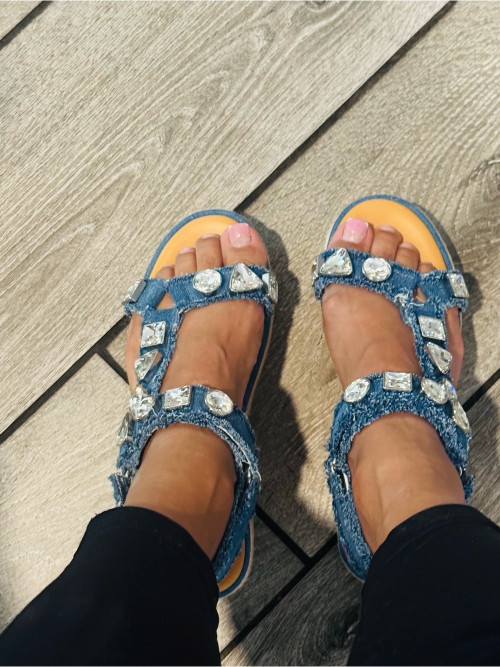 Giani Bernini Denim Blue Jeweled Strappy Sandals